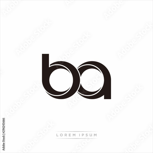 ba Initial Letter Split Lowercase Modern Monogram linked outline rounded logo