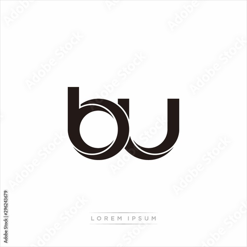 bu Initial Letter Split Lowercase Modern Monogram linked outline rounded logo