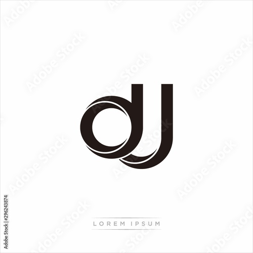 dj Initial Letter Split Lowercase Modern Monogram linked outline rounded logo