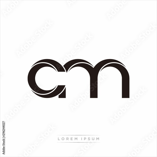 cm Initial Letter Split Lowercase Modern Monogram linked outline rounded logo