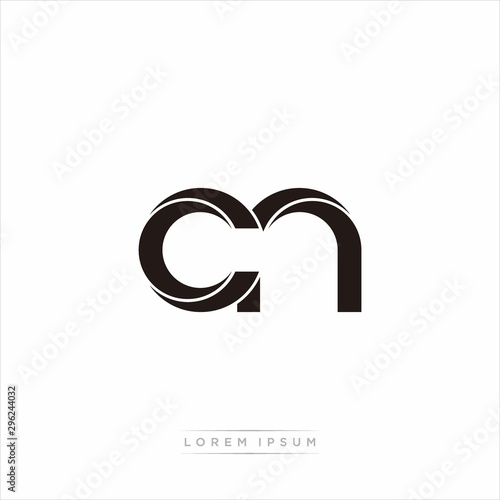 cn Initial Letter Split Lowercase Modern Monogram linked outline rounded logo