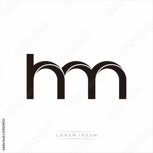 hm Initial Letter Split Lowercase Modern Monogram linked outline rounded logo