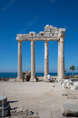 at the southern tip of Side there are many stone columns and ornaments