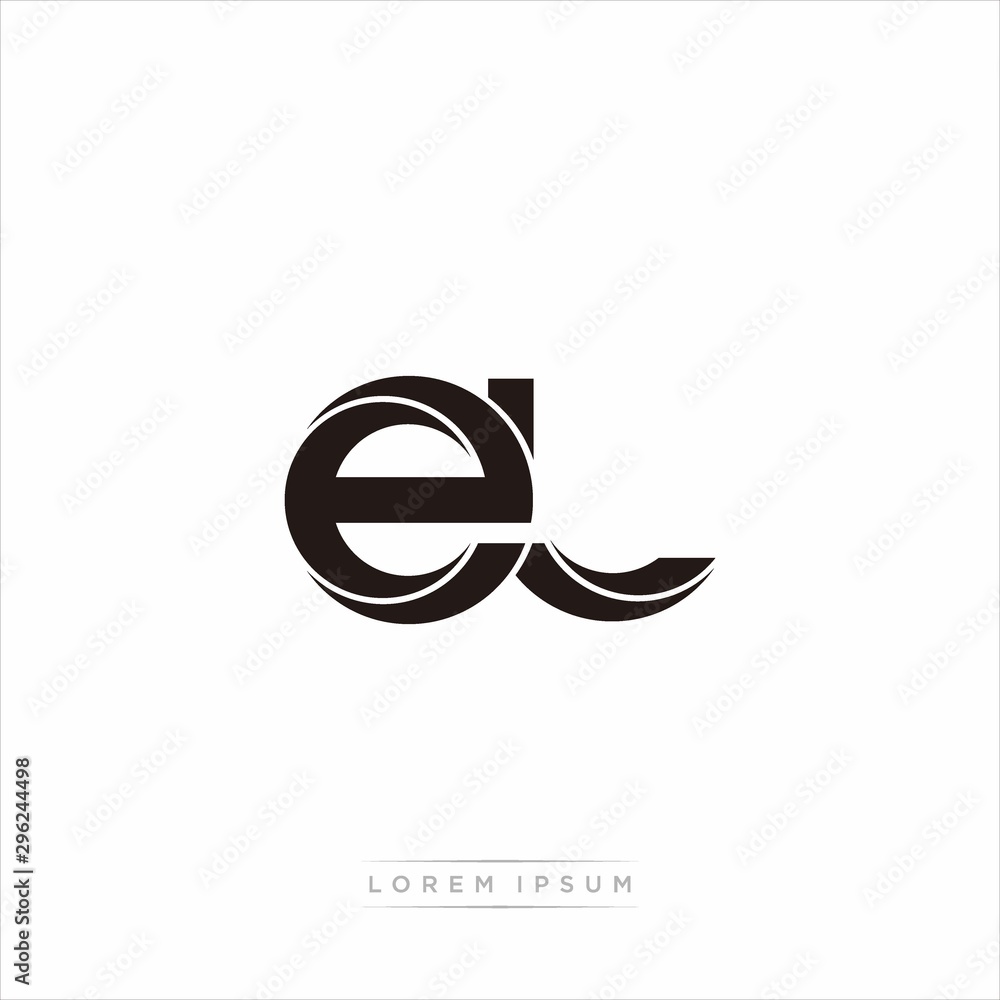 el Initial Letter Split Lowercase Modern Monogram linked outline rounded logo - obrazy, fototapety, plakaty 