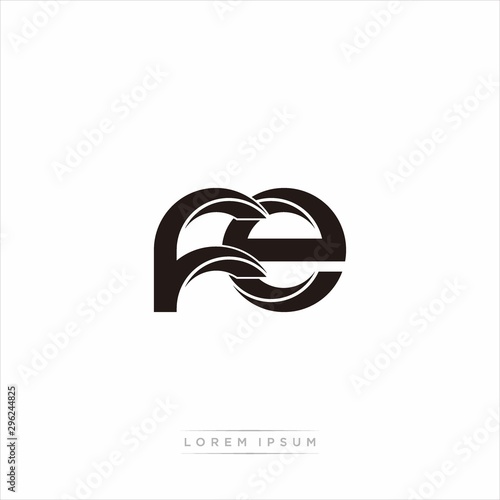 fe Initial Letter Split Lowercase Modern Monogram linked outline rounded logo