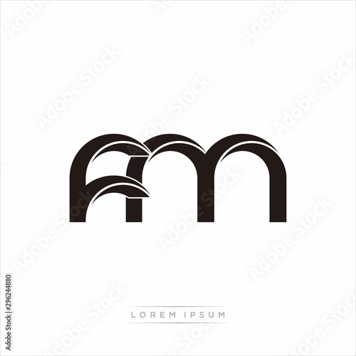 fm Initial Letter Split Lowercase Modern Monogram linked outline rounded logo