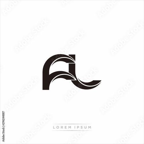 fl Initial Letter Split Lowercase Modern Monogram linked outline rounded logo