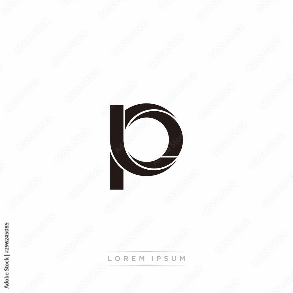 lp Initial Letter Split Lowercase Modern Monogram linked outline rounded logo