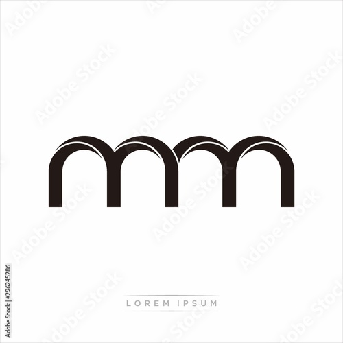mm Initial Letter Split Lowercase Modern Monogram linked outline rounded logo