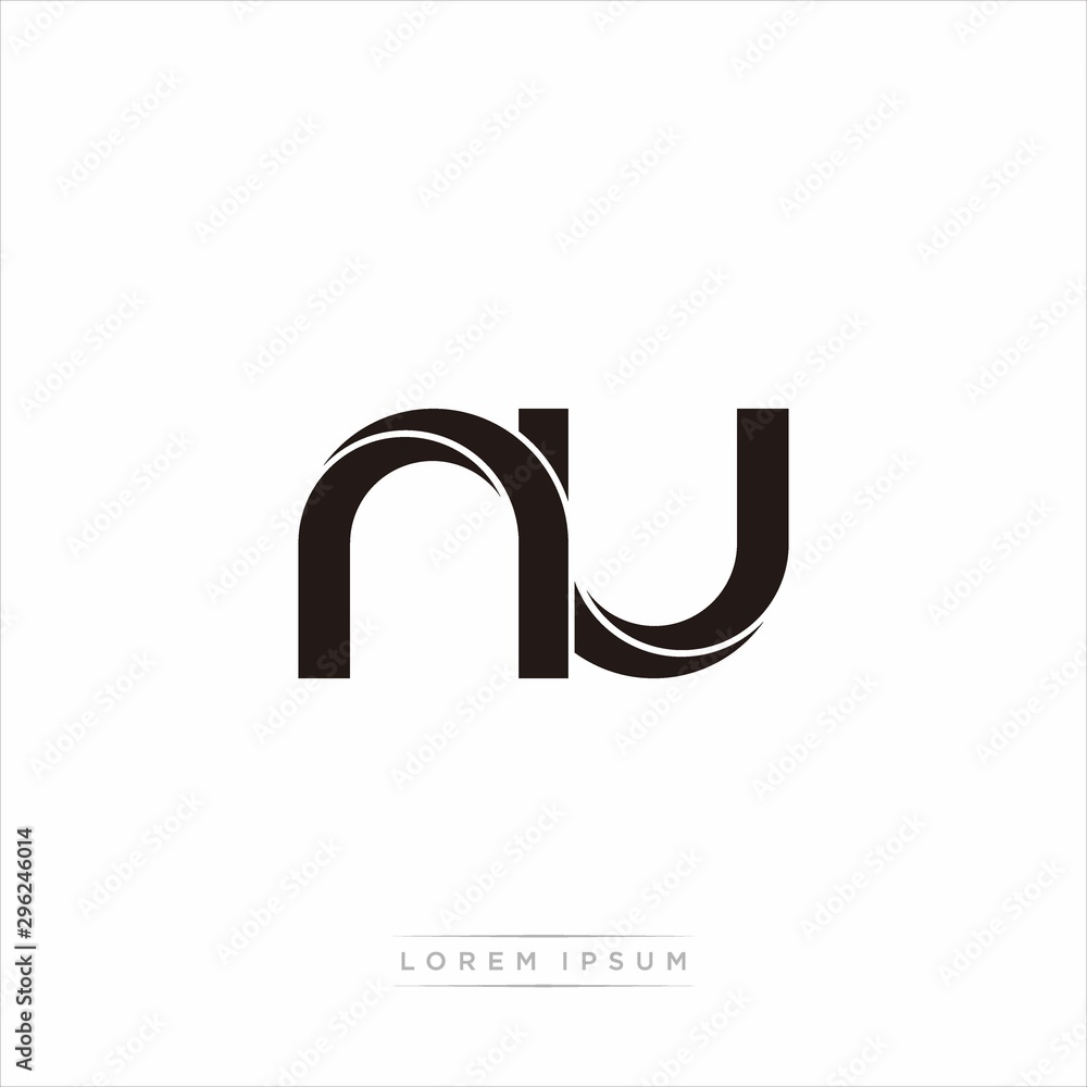 nu Initial Letter Split Lowercase Modern Monogram linked outline rounded logo nu Initial Letter Split Lowercase Modern Monogram linked outline rounded logo
