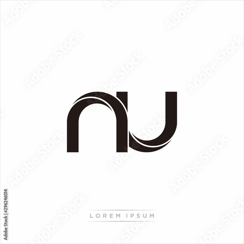 nu Initial Letter Split Lowercase Modern Monogram linked outline rounded logo