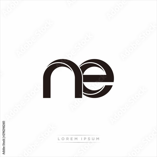 Free Download ne Initial Letter Split Lowercase Modern Monogram linked outline rounded logo - GFXLoad