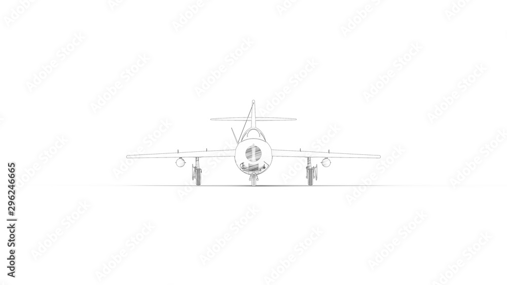 Sketch illustration of a historic fighter airplane in white studio background Sketch illustration of a historic fighter airplane in white studio background