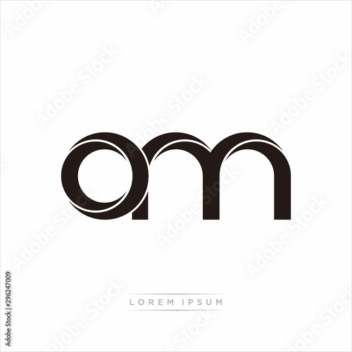 om Initial Letter Split Lowercase Modern Monogram linked outline rounded logo
