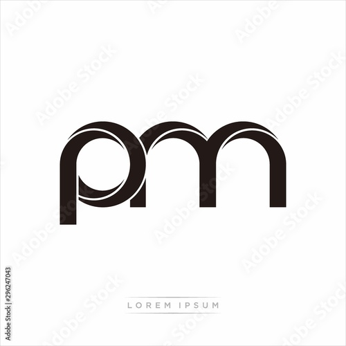 pm Initial Letter Split Lowercase Modern Monogram linked outline rounded logo