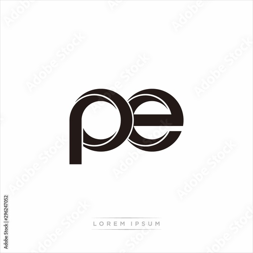 pe Initial Letter Split Lowercase Modern Monogram linked outline rounded logo