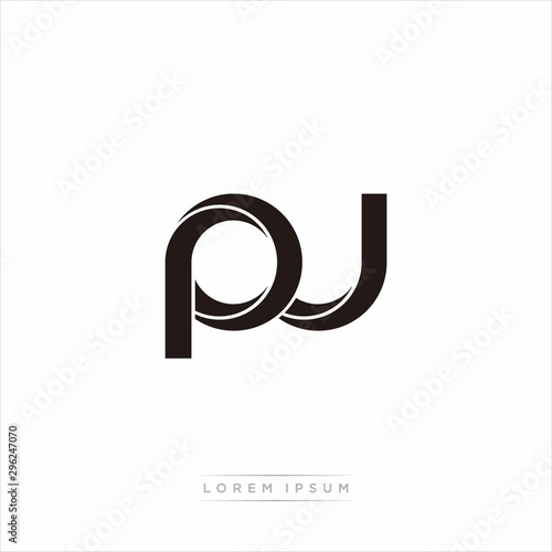 pj Initial Letter Split Lowercase Modern Monogram linked outline rounded logo