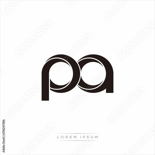 pa Initial Letter Split Lowercase Modern Monogram linked outline rounded logo