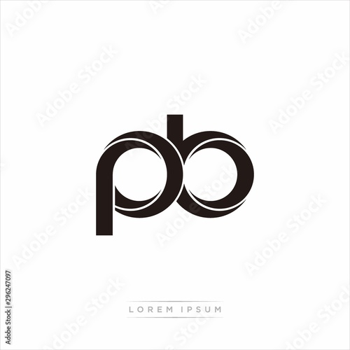 pb Initial Letter Split Lowercase Modern Monogram linked outline rounded logo