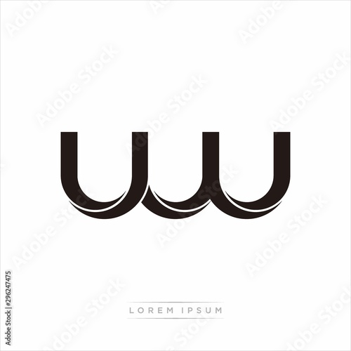 uw Initial Letter Split Lowercase Modern Monogram linked outline rounded logo