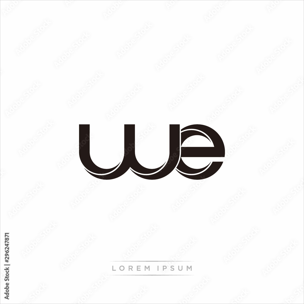 we Initial Letter Split Lowercase Modern Monogram linked outline ...