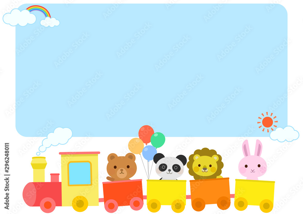 汽車に乗る動物 かわいい 子供向け 空 文字スペース イラスト Stock Vector Adobe Stock