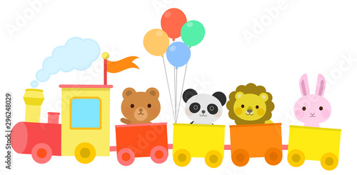 汽車に乗る動物　かわいい　子供向け　イラスト