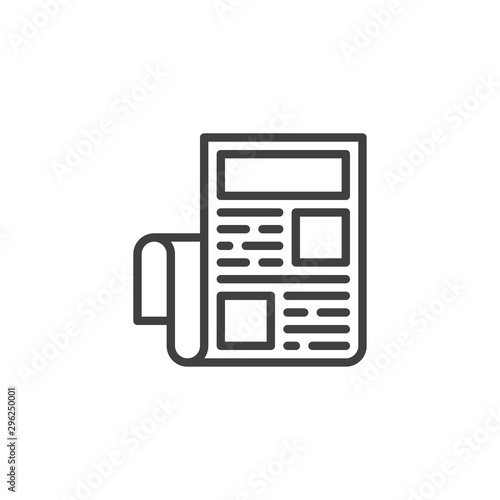 Newspaper with headline article line icon. linear style sign for mobile concept and web design. Newspaper page outline vector icon. Symbol, logo illustration. Vector graphics