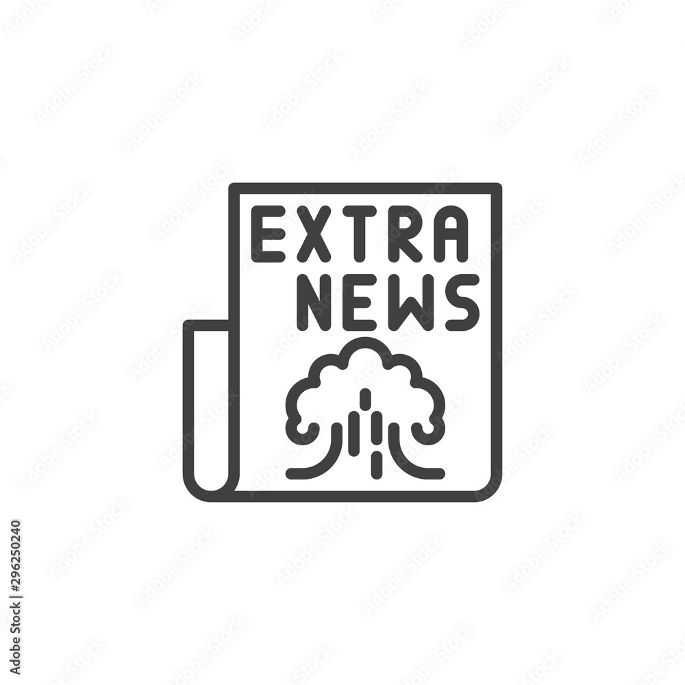 War news headline line icon. linear style sign for mobile concept and web design. Extra news newspaper outline vector icon. Symbol, logo illustration. Vector graphics War news headline line icon. linear style sign for mobile concept and web design. Extra news newspaper outline vector icon. Symbol, logo illustration. Vector graphics
