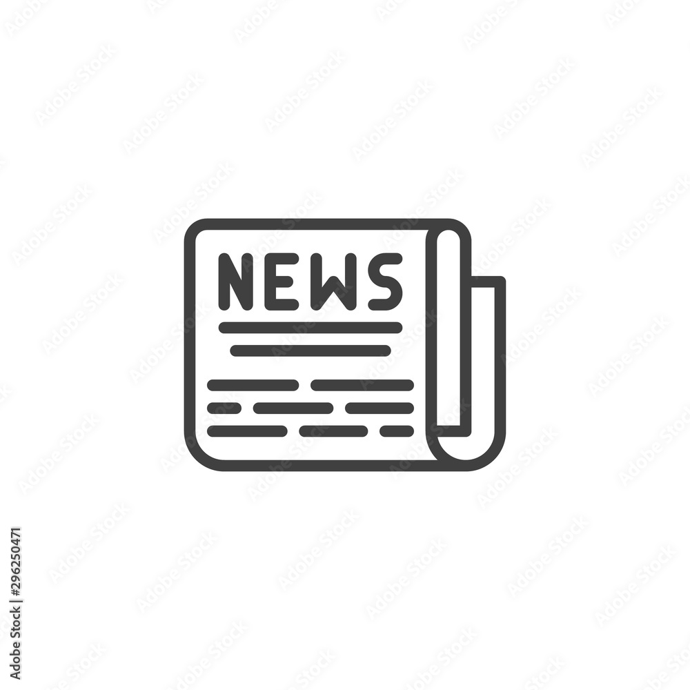 News headline line icon. linear style sign for mobile concept and web design. Folded newspaper outline vector icon. Symbol, logo illustration. Vector graphics News headline line icon. linear style sign for mobile concept and web design. Folded newspaper outline vector icon. Symbol, logo illustration. Vector graphics