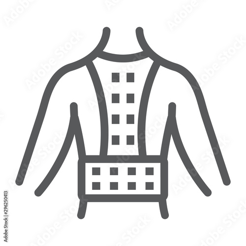 Orthopedic corset line icon, orthopedic and medical, posture correction brace sign, vector graphics, a linear pattern on a white background.