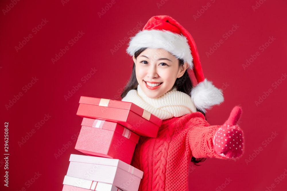 asian woman hold christmas gifts asian woman hold christmas gifts