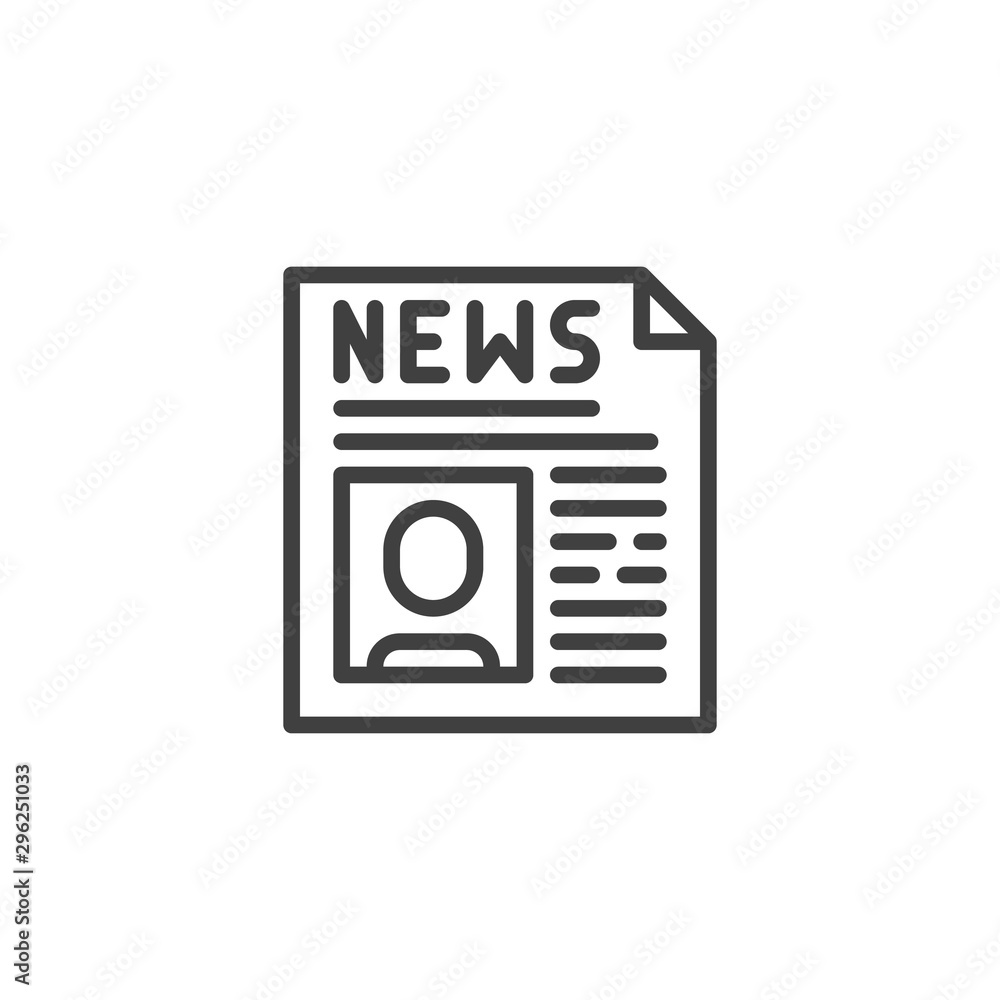 Political news headline line icon. linear style sign for mobile concept and web design. Newspaper publication outline vector icon. Symbol, logo illustration. Vector graphics Political news headline line icon. linear style sign for mobile concept and web design. Newspaper publication outline vector icon. Symbol, logo illustration. Vector graphics