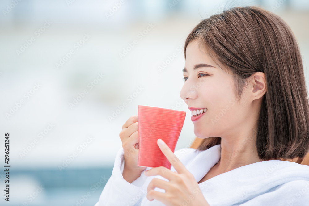 woman drink coffee or tea