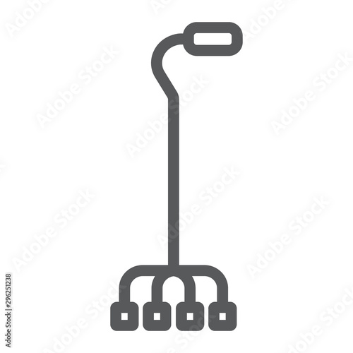 Quad walking stick line icon, orthopedic and medical, quad cane sign, vector graphics, a linear pattern on a white background.