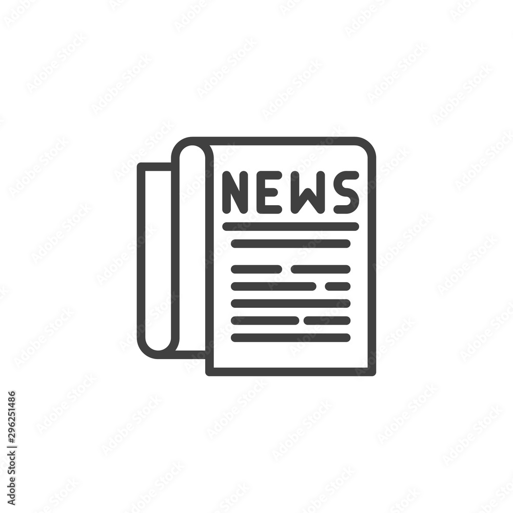 Newspaper publication line icon. linear style sign for mobile concept and web design. News paper document outline vector icon. Symbol, logo illustration. Vector graphics Newspaper publication line icon. linear style sign for mobile concept and web design. News paper document outline vector icon. Symbol, logo illustration. Vector graphics