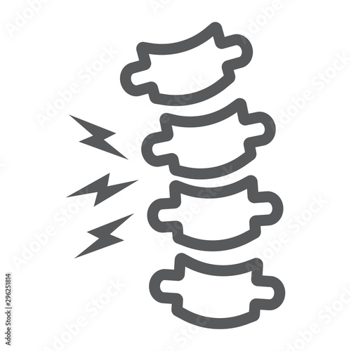 Rachiocampsis line icon, medical and equipment, spinal deformation sign, vector graphics, a linear pattern on a white background.