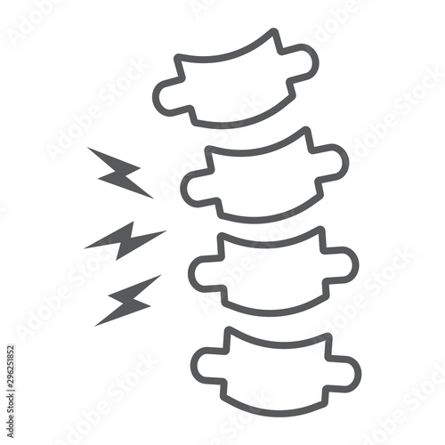 Rachiocampsis thin line icon, medical and equipment, spinal deformation sign, vector graphics, a linear pattern on a white background.