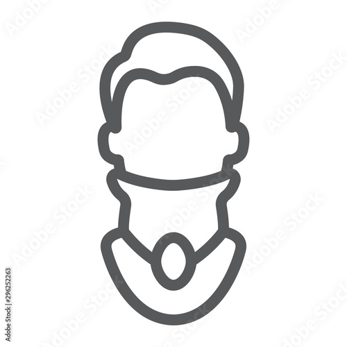 Cervical collar line icon, orthopedic and medical, neck bandage sign, vector graphics, a linear pattern on a white background.