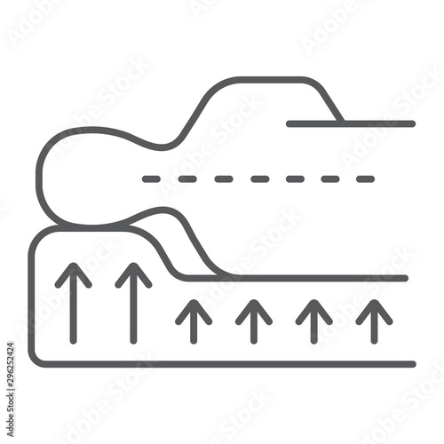 Correct sleep thin line icon, orthopedic and medical, posture support sign, vector graphics, a linear pattern on a white background.