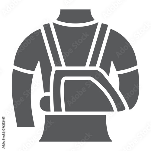 Shoulder immobilzer glyph icon, medical and healthcare, shoulder bandage sign, vector graphics, a solid pattern on a white background.