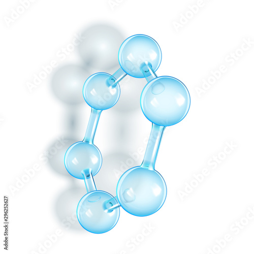 Spherical Rod Molecule Chemistry Model Vector. Science And Microscope Glass Molecule. Reflective And Refractive Molecular Shiny Figure. Globes Connected Around Template Realistic 3d Illustration