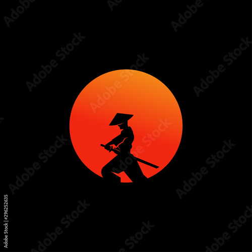 samurai logo design template icon vector