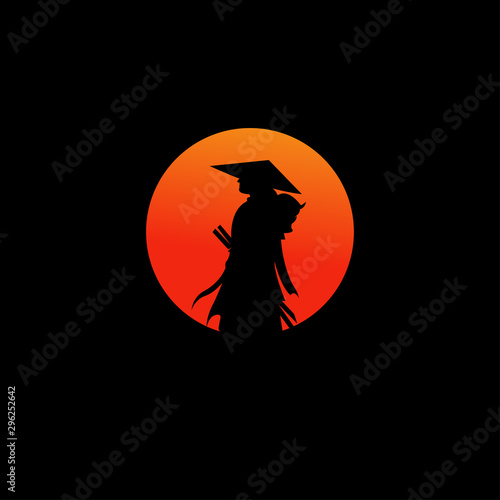 samurai logo design template icon vector