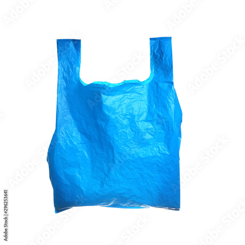 Disposable plastic garbage bag isolated on white