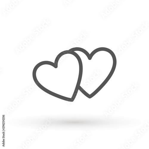 Two lovers hearts. Love symbol. Double heart Icon Vector. Valentine Icon Drawing