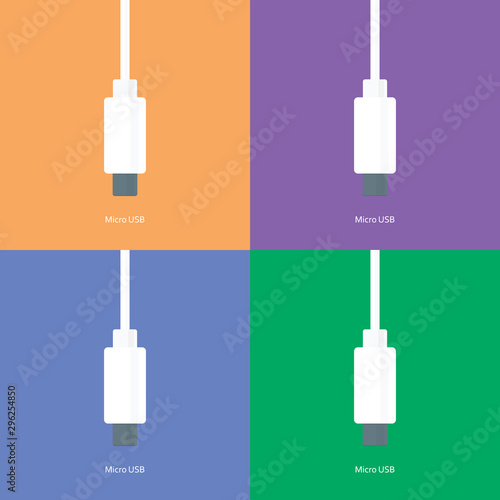 Micro USB Cable defunct color background vector illustrator
