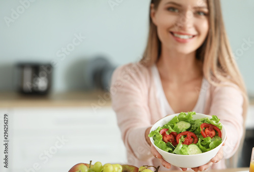 Woman with healthy food in ...