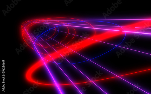abstract architecture tunnel with neon light. 3d illustration