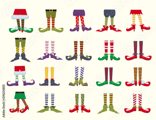 Leprechaun feet flat cartoon vector illustrations set